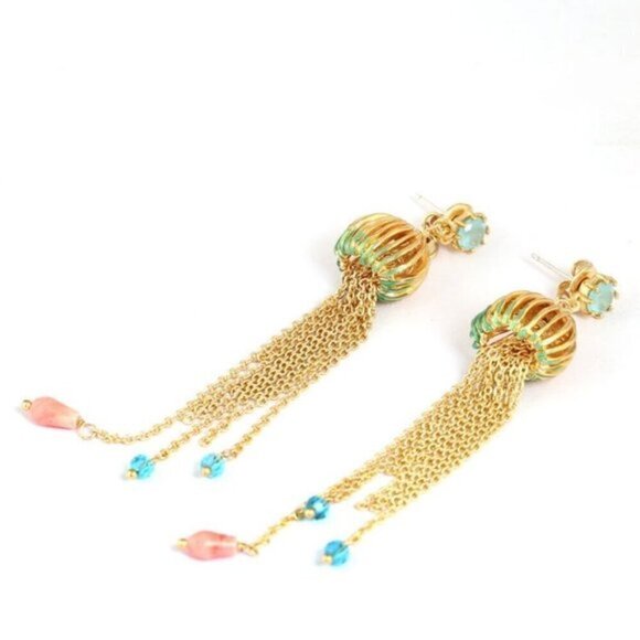 LES NEREIDES Anthropologie  Hand Enameled JELLYFISH DANGLE  EARRINGS - Picture 3 of 4